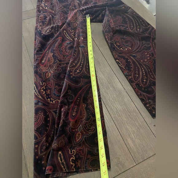 Banana Republic Paisley Velvet Wide‑Leg Pants Size 2 Quiet Luxury Old Money - Picture 9 of 13